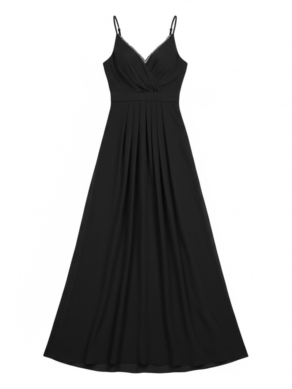 Azazie- Carlie Black Spaghetti-Strap Maxi Dress with lace back detail